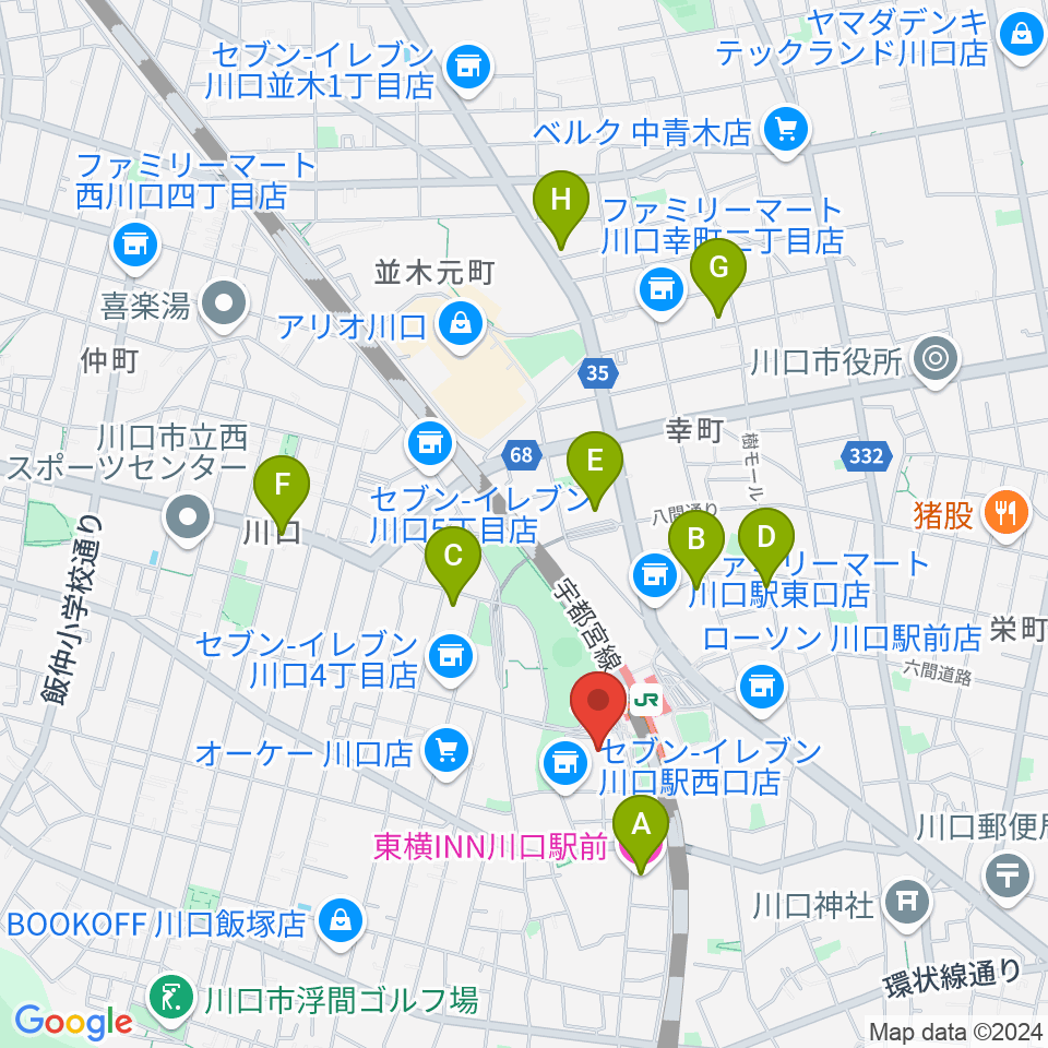 カワイ川口ショップリリア周辺のホテル一覧地図