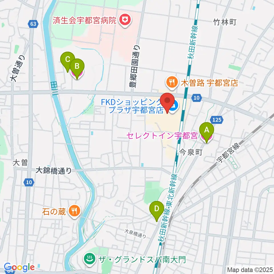 島村楽器 FKD宇都宮店周辺のホテル一覧地図