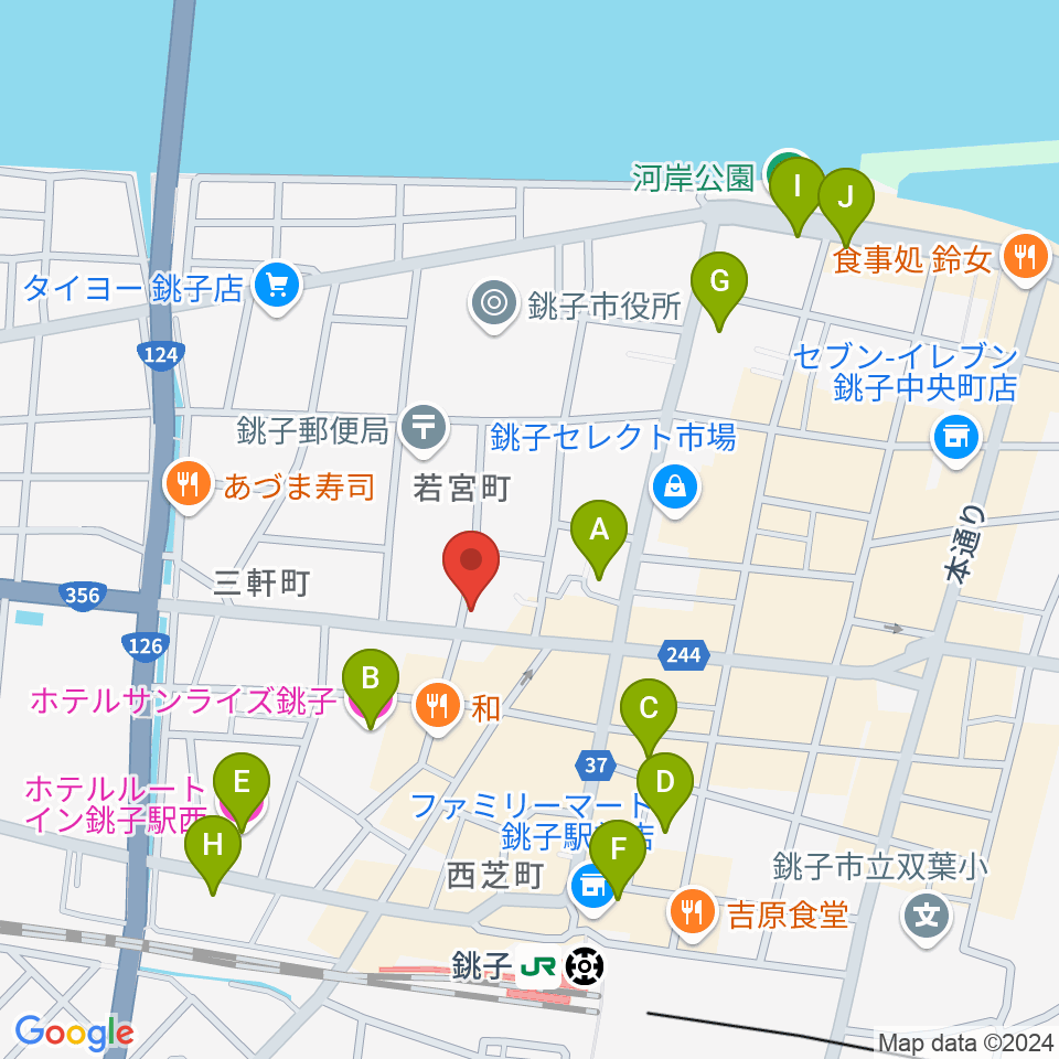 カワイ銚子ショップ周辺のホテル一覧地図