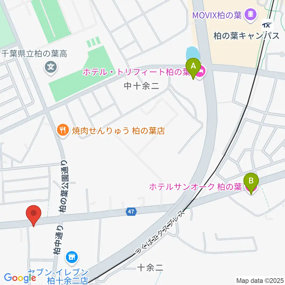 カワイ柏ショップ周辺のホテル一覧地図