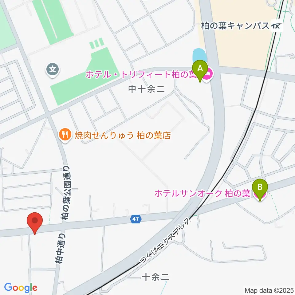 カワイ柏ショップ周辺のホテル一覧地図