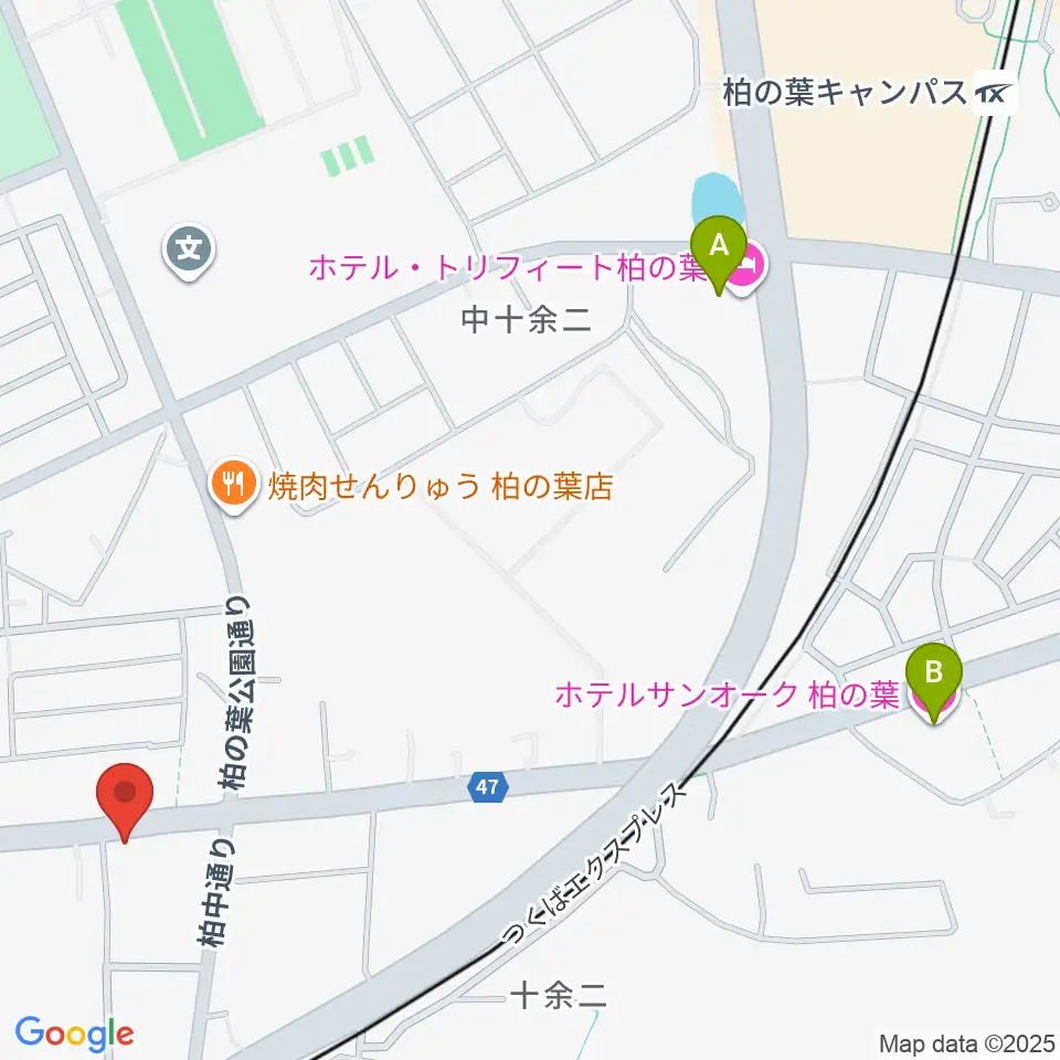 カワイ柏ショップ周辺のホテル一覧地図