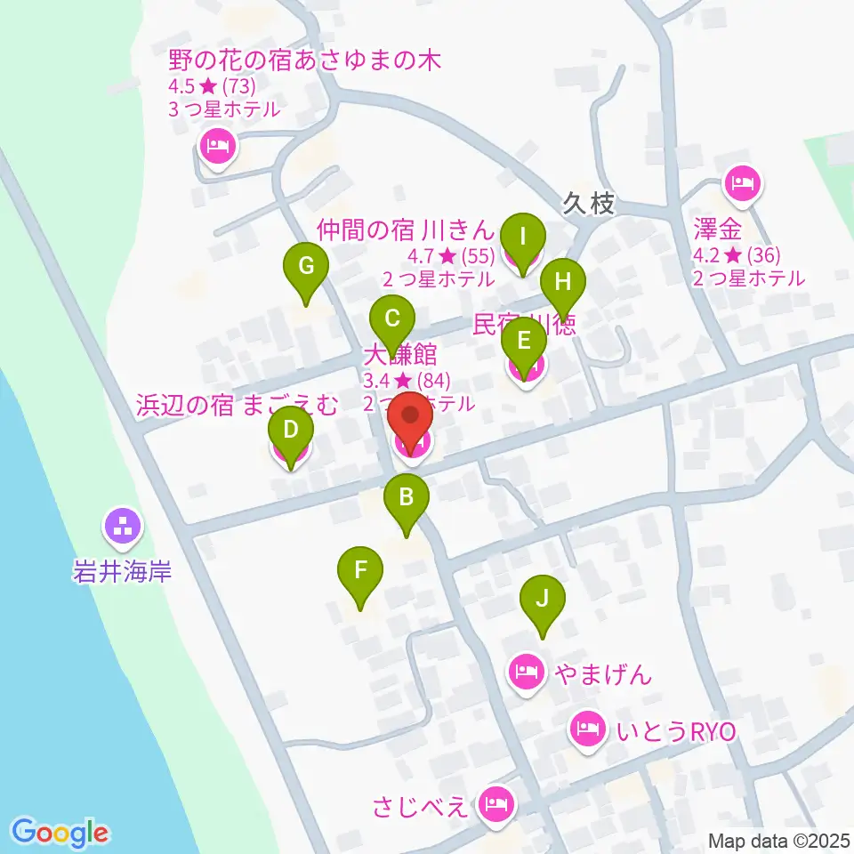 大謙館周辺のホテル一覧地図