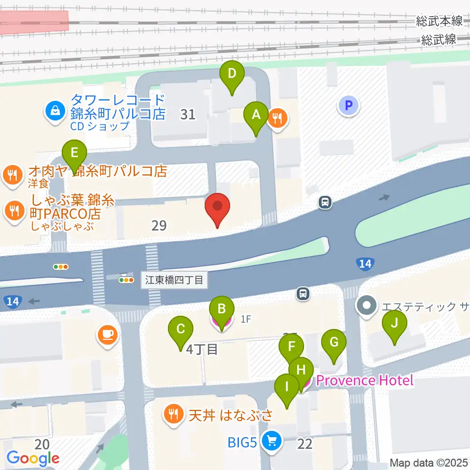 カワイ錦糸町店周辺のホテル一覧地図