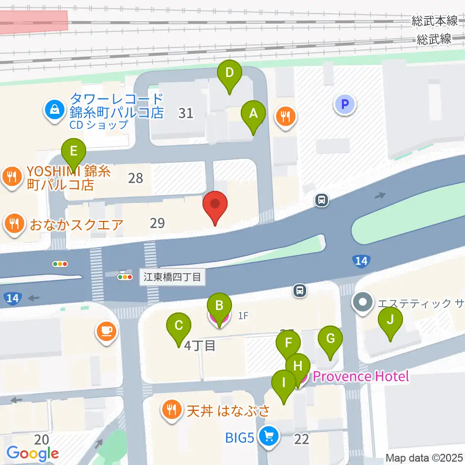 カワイ錦糸町店周辺のホテル一覧地図