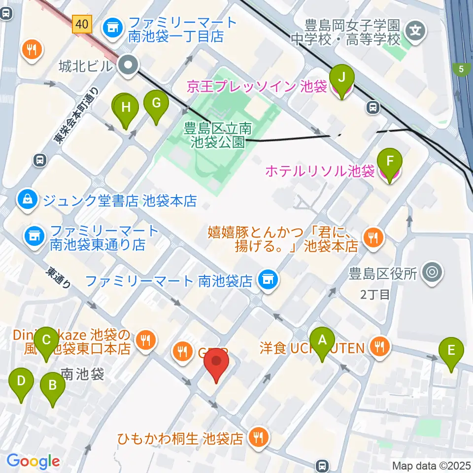 カワイ池袋ショップ周辺のホテル一覧地図