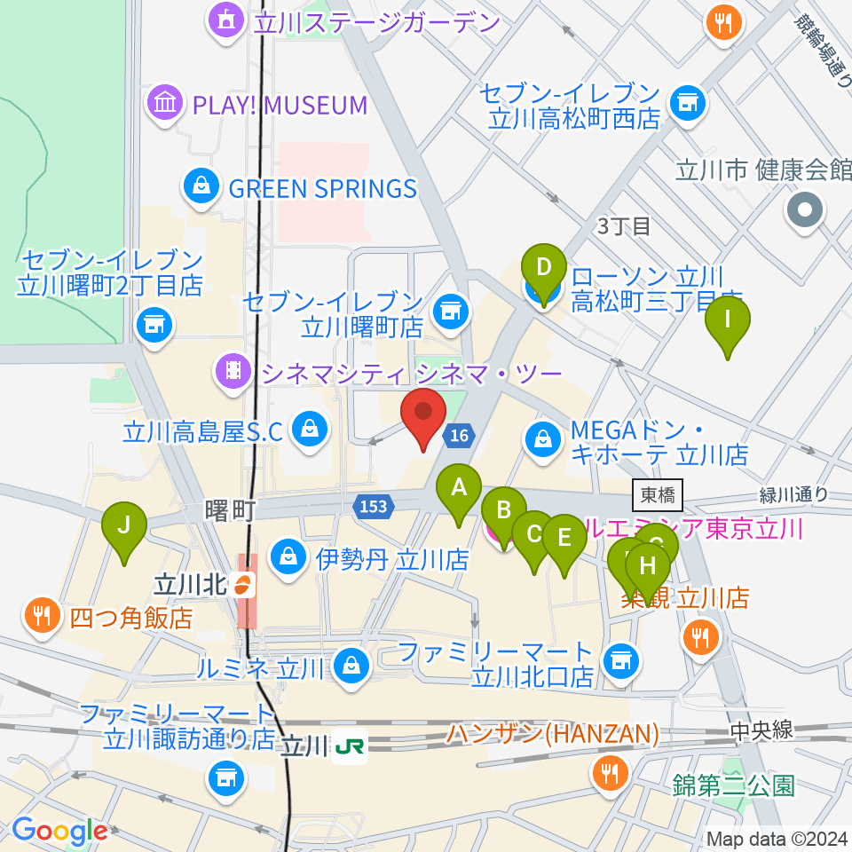 カワイ立川センター周辺のホテル一覧地図