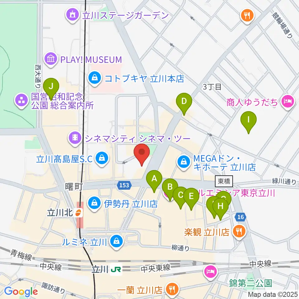 カワイ立川センター周辺のホテル一覧地図