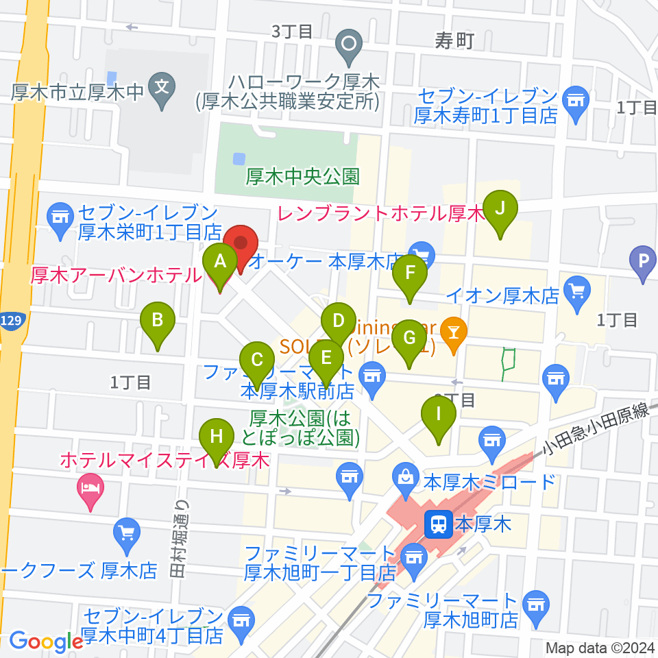 カワイ厚木ショップ周辺のホテル一覧地図