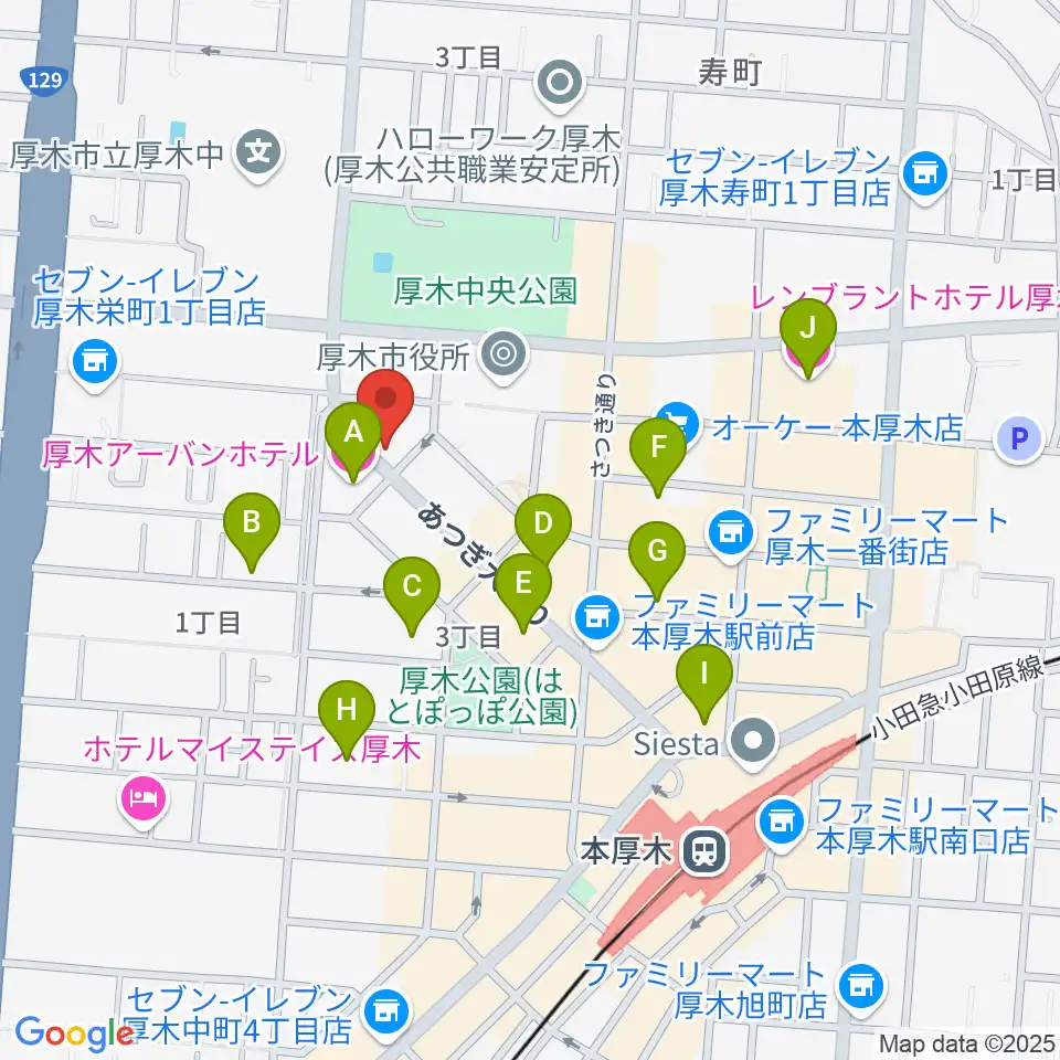 カワイ厚木ショップ周辺のホテル一覧地図