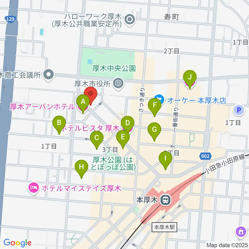 カワイ厚木ショップ周辺のホテル一覧地図