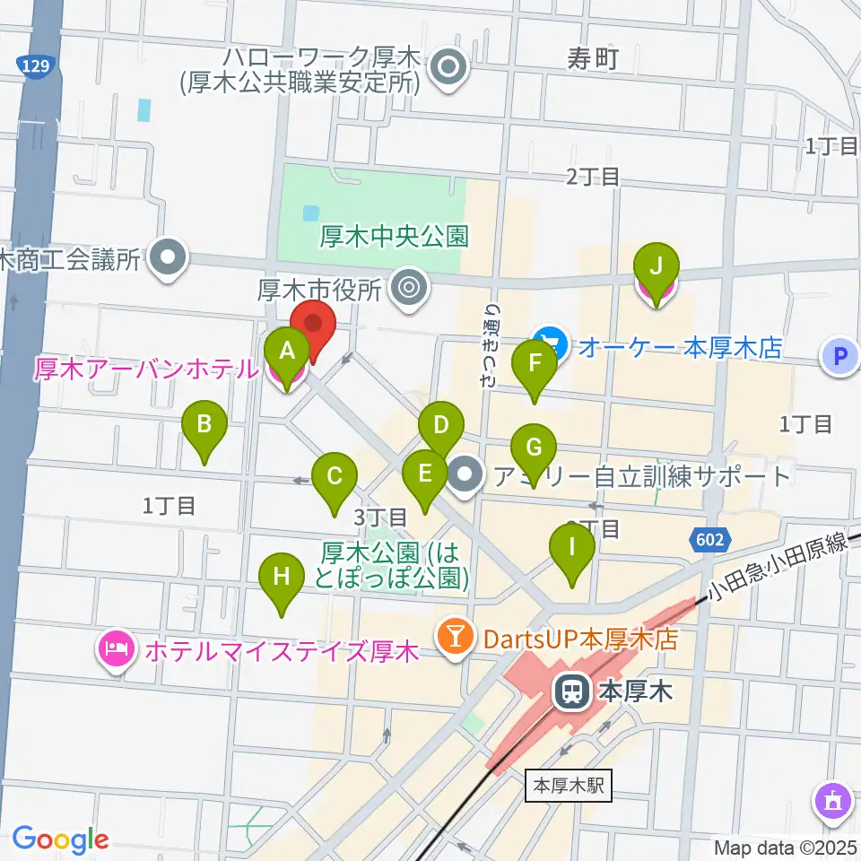 カワイ厚木ショップ周辺のホテル一覧地図