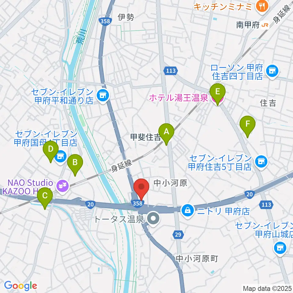 カワイ甲府ショップ周辺のホテル一覧地図