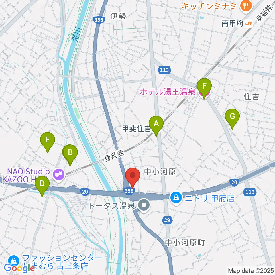 カワイ甲府ショップ周辺のホテル一覧地図