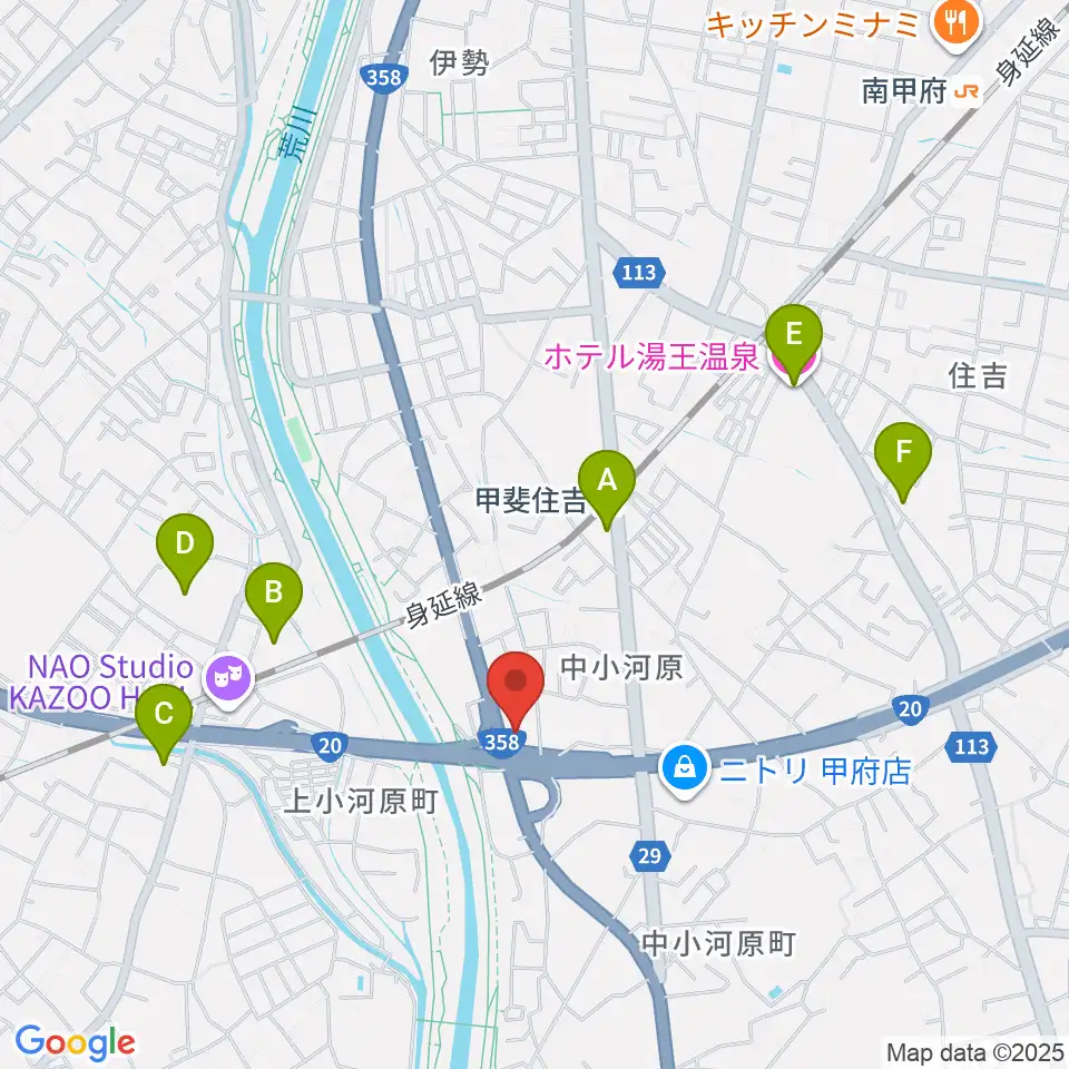 カワイ甲府ショップ周辺のホテル一覧地図