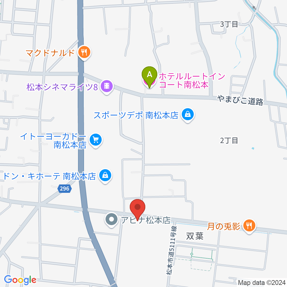 カワイ松本ショップ周辺のホテル一覧地図