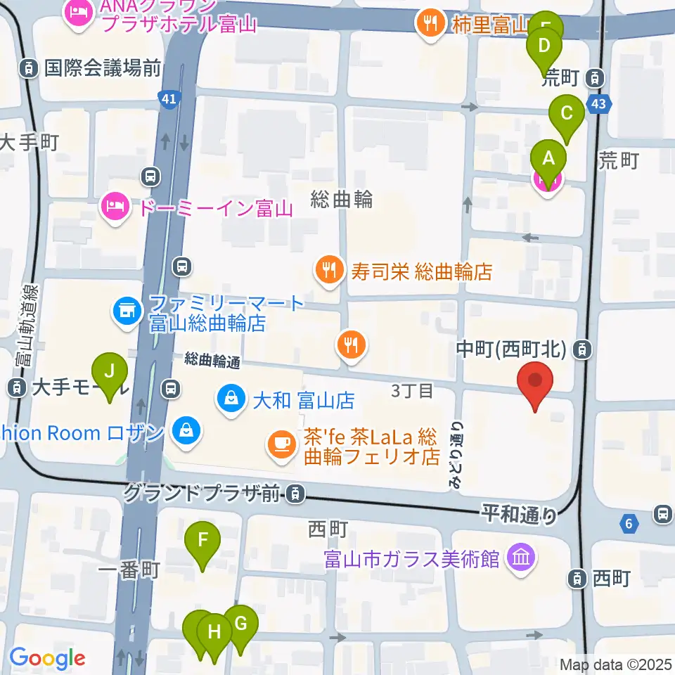 カワイ富山ショップ周辺のホテル一覧地図