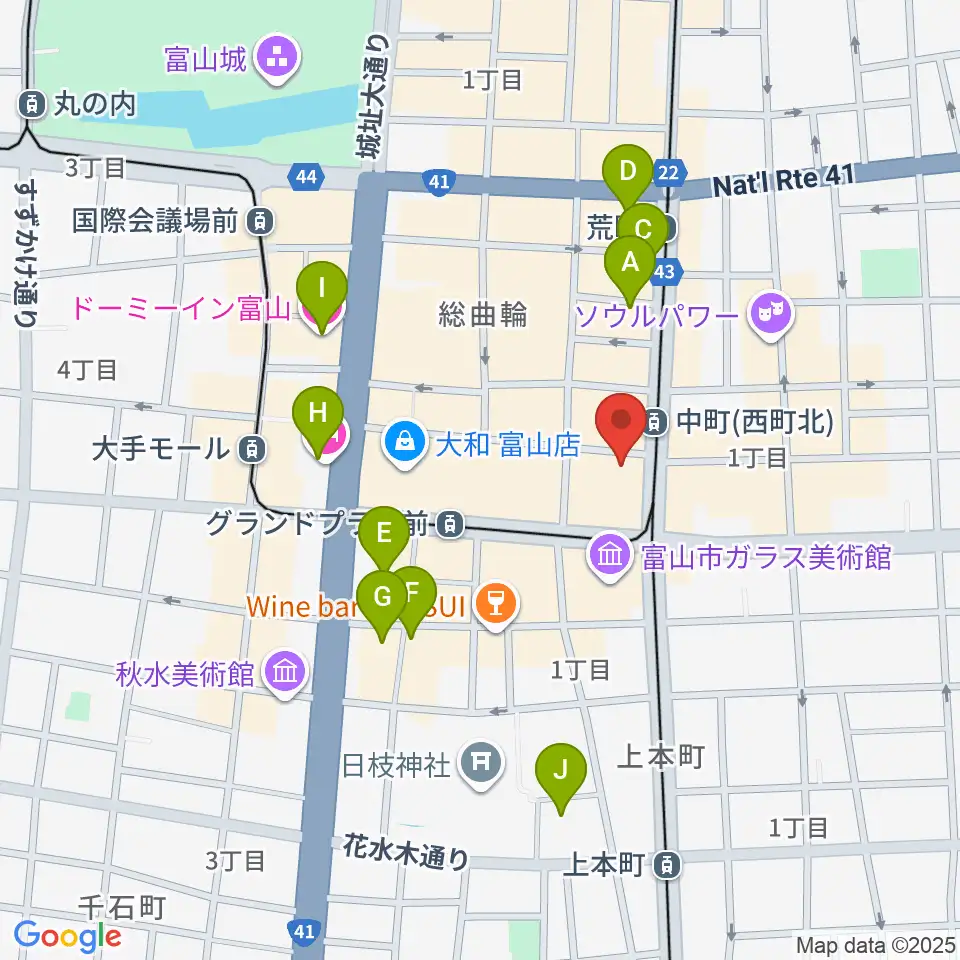 カワイ富山ショップ周辺のホテル一覧地図