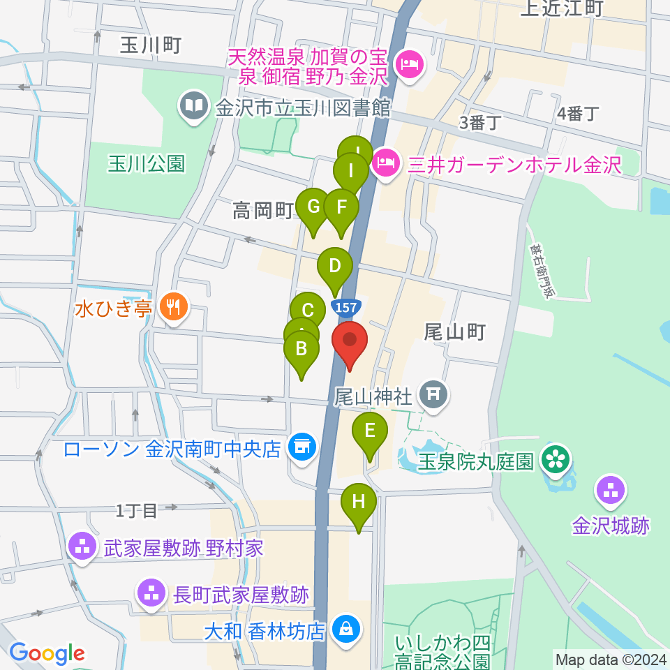 カワイ金沢ショップ周辺のホテル一覧地図