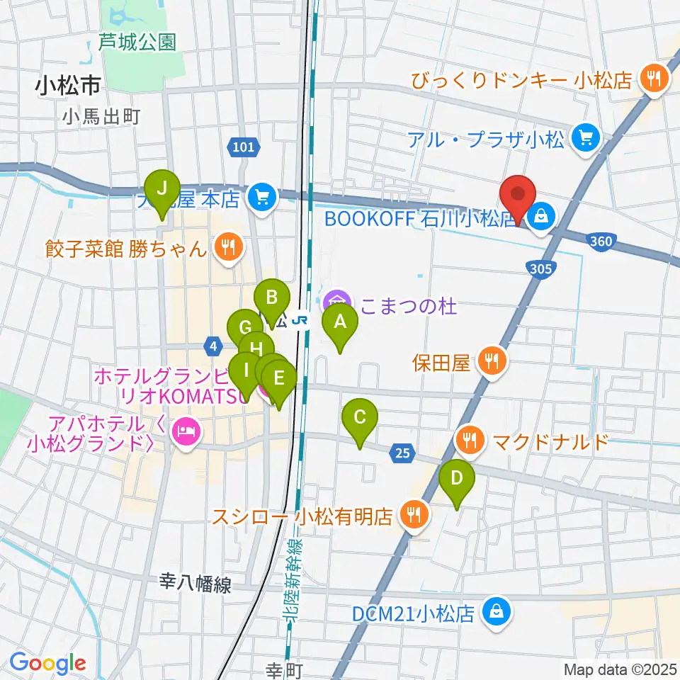 カワイ小松ショップ周辺のホテル一覧地図