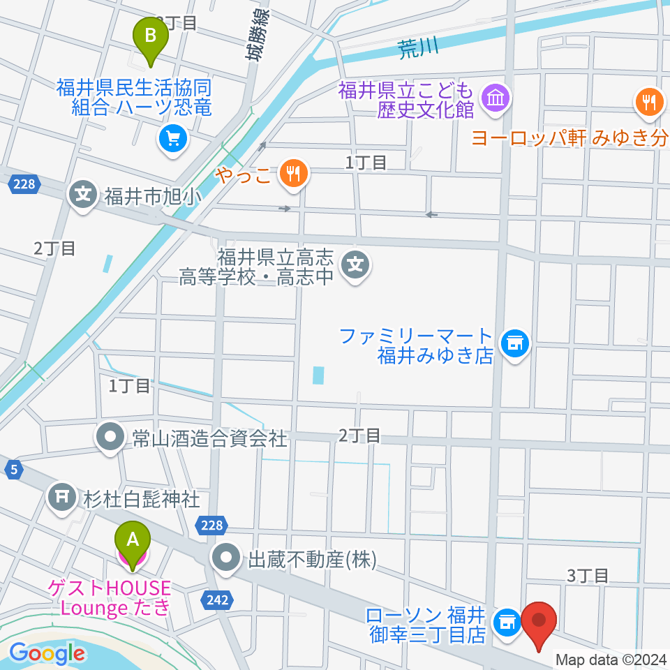 カワイ福井ショップ周辺のホテル一覧地図