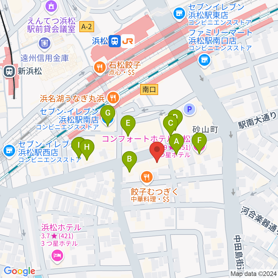 カワイ浜松周辺のホテル一覧地図