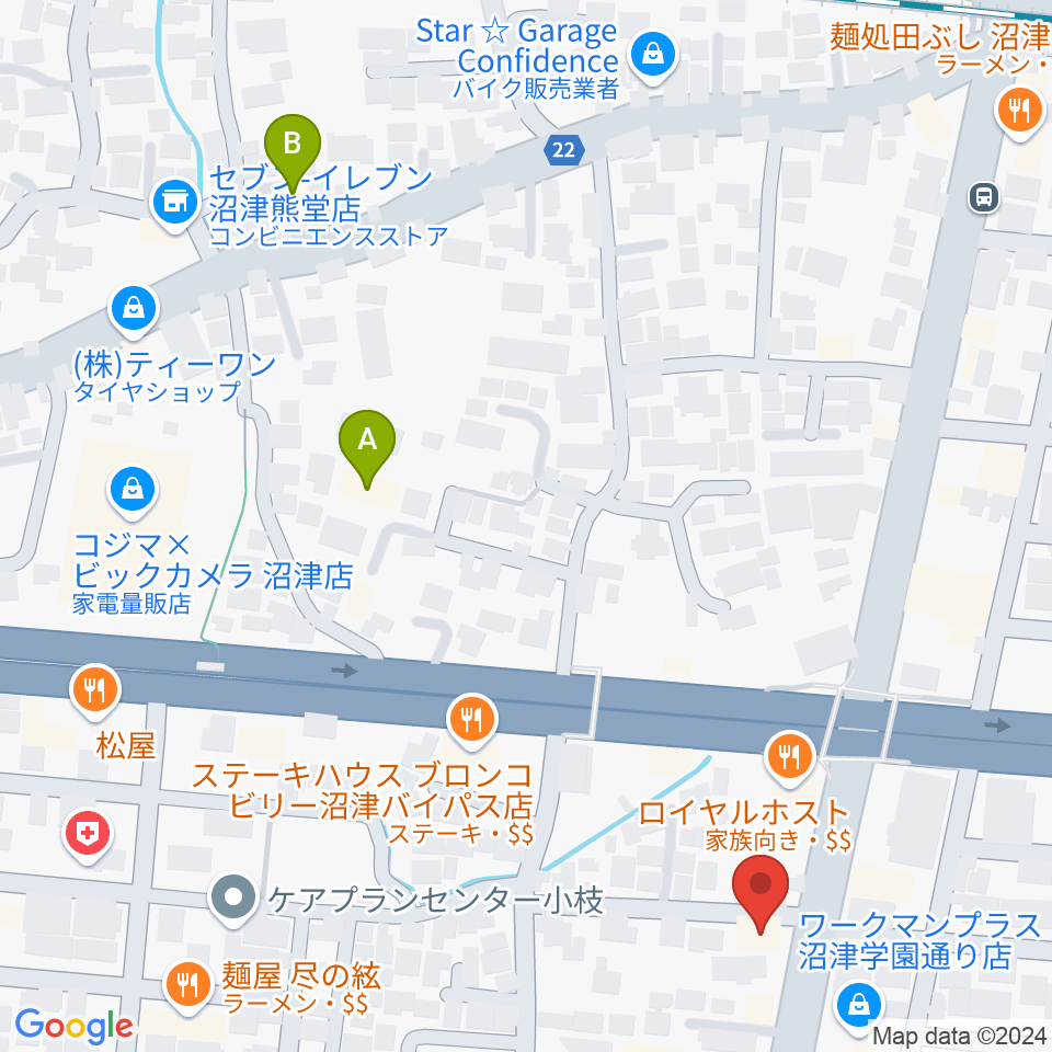 カワイ沼津ショップ周辺のホテル一覧地図