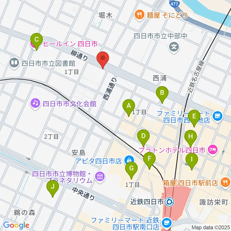カワイ四日市ショップ周辺のホテル一覧地図