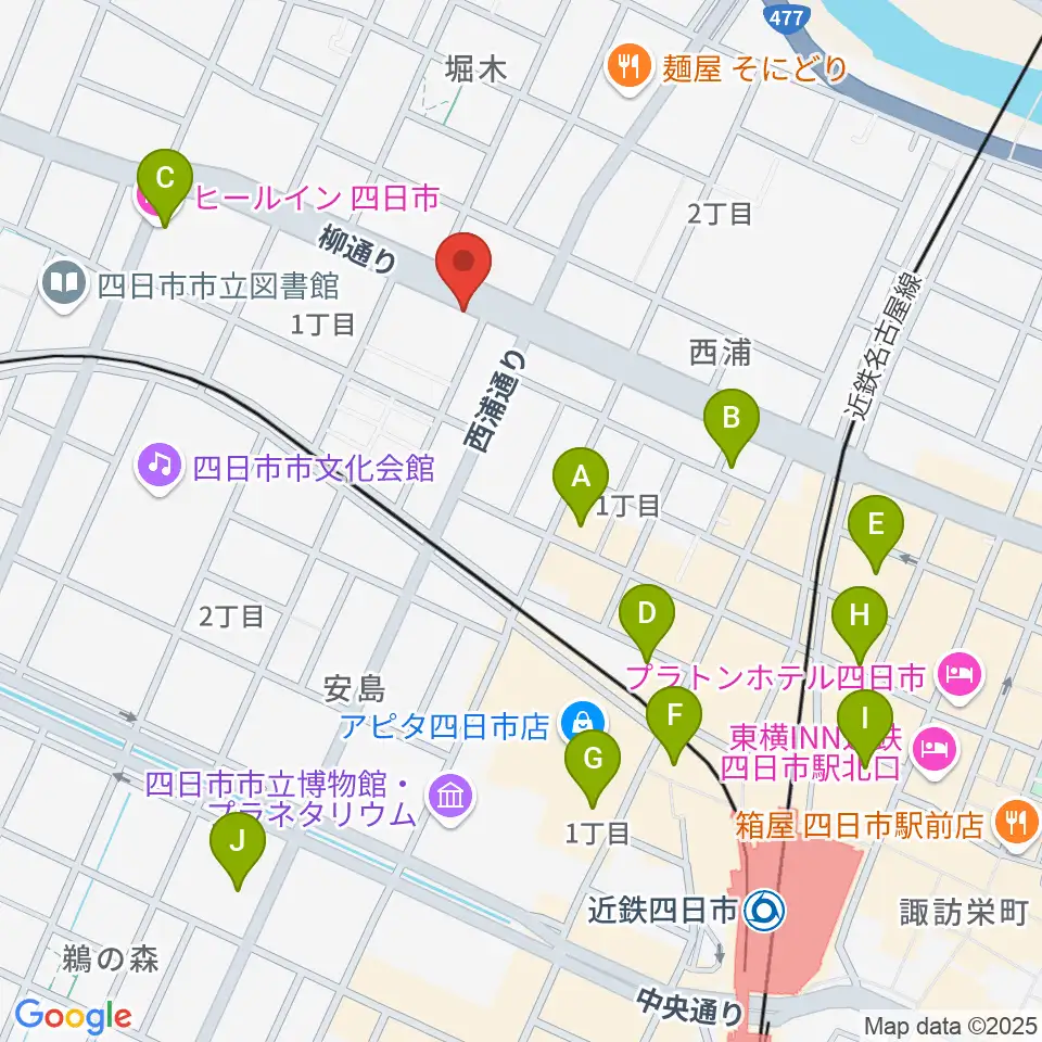 カワイ四日市ショップ周辺のホテル一覧地図