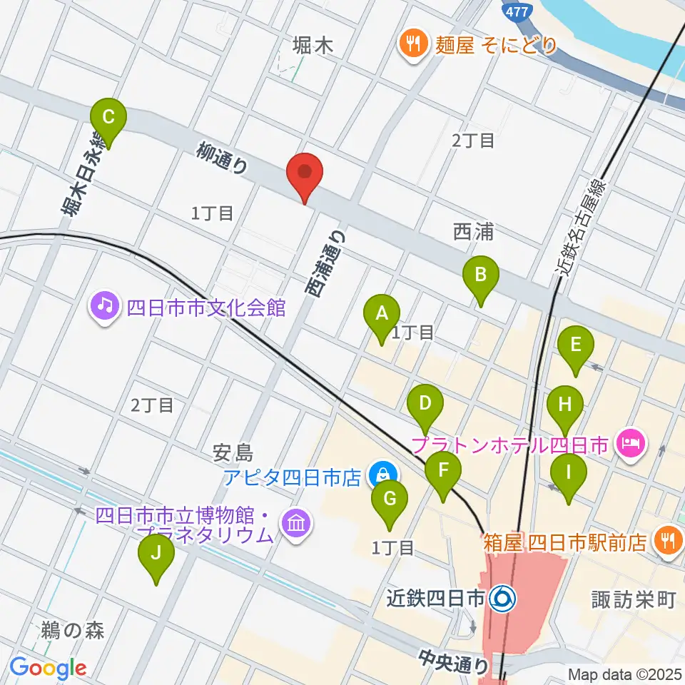 カワイ四日市ショップ周辺のホテル一覧地図