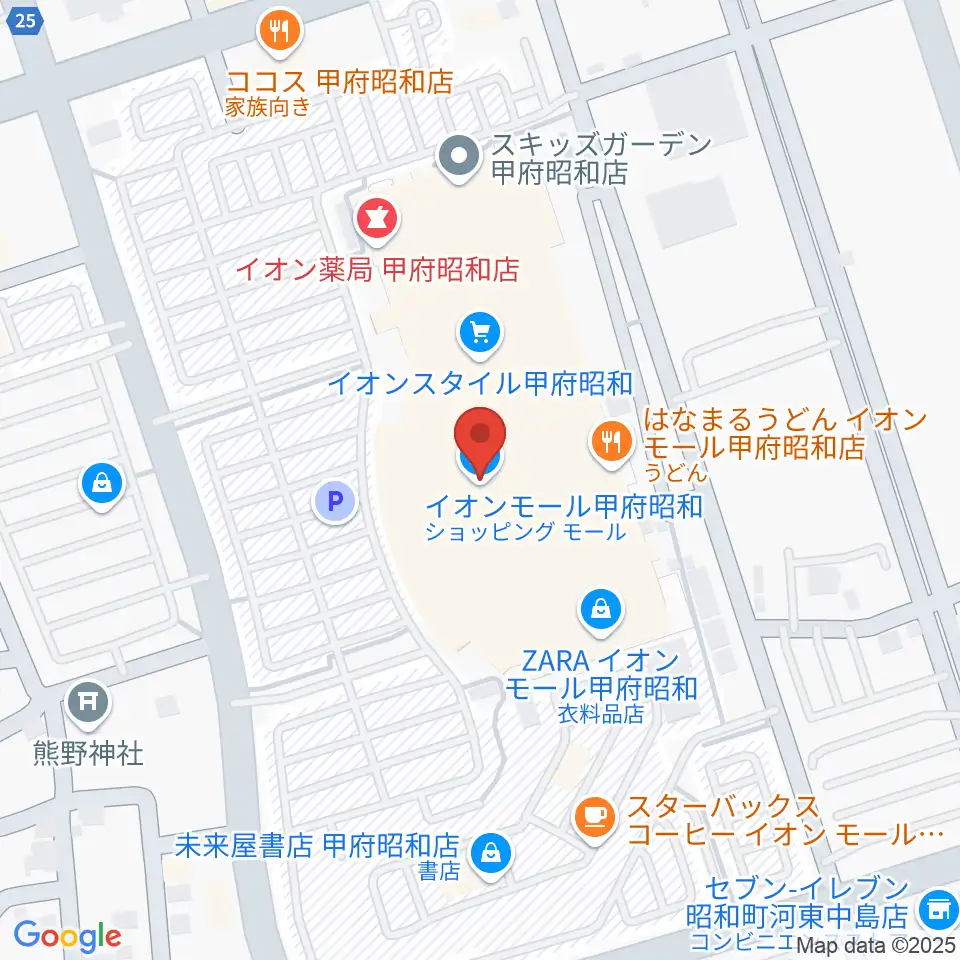 島村楽器 イオンモール甲府昭和店周辺のホテル一覧地図
