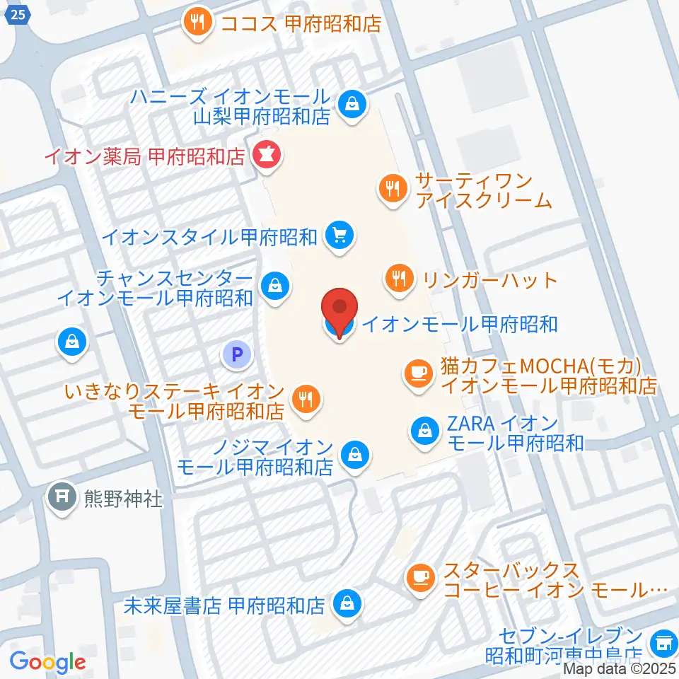 島村楽器 イオンモール甲府昭和店周辺のホテル一覧地図