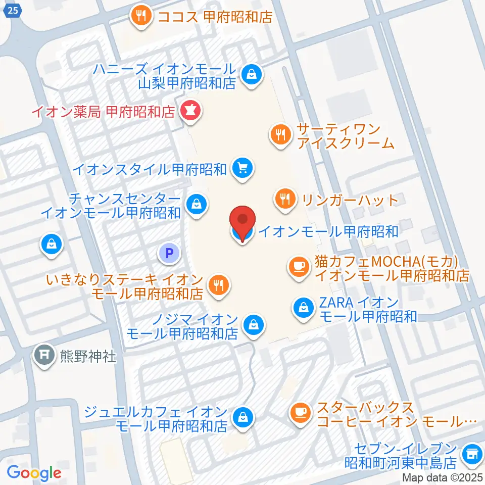 島村楽器 イオンモール甲府昭和店周辺のホテル一覧地図