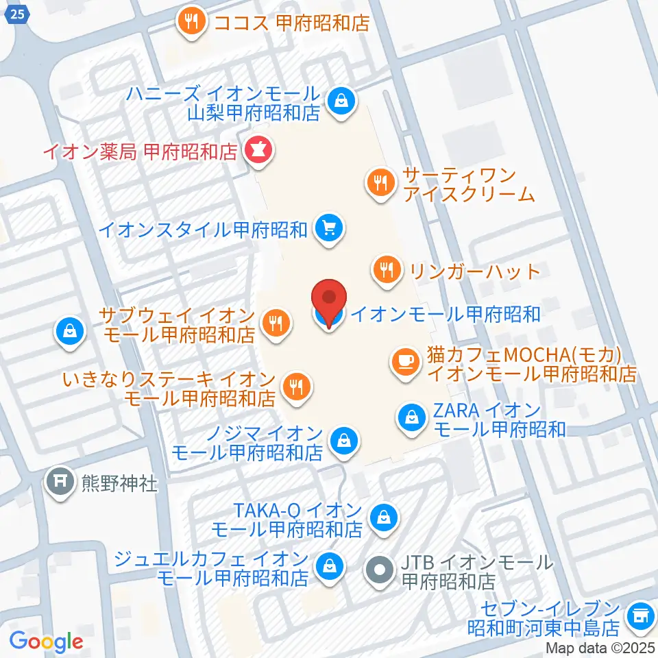 島村楽器 イオンモール甲府昭和店周辺のホテル一覧地図