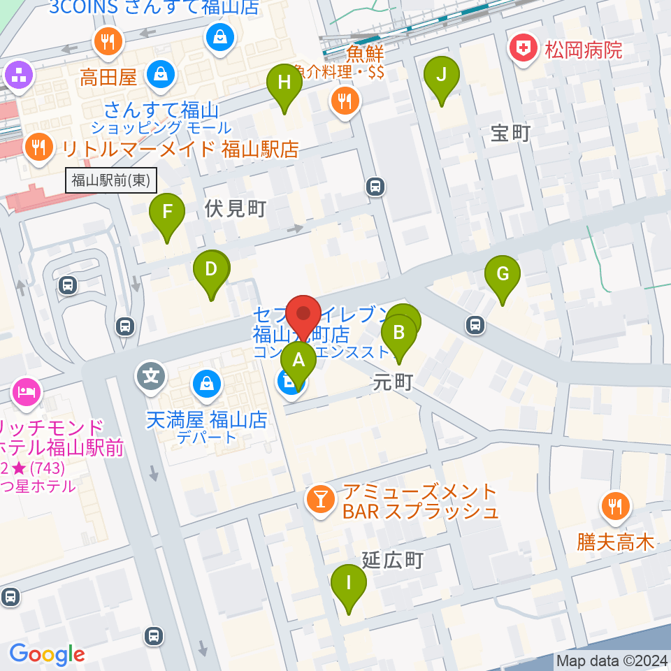 カワイ福山ショップ周辺のホテル一覧地図