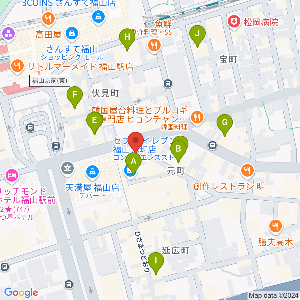 カワイ福山ショップ周辺のホテル一覧地図