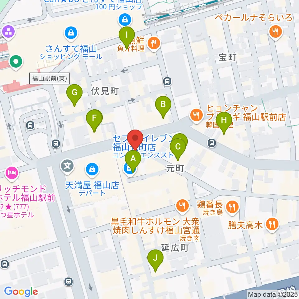 カワイ福山ショップ周辺のホテル一覧地図