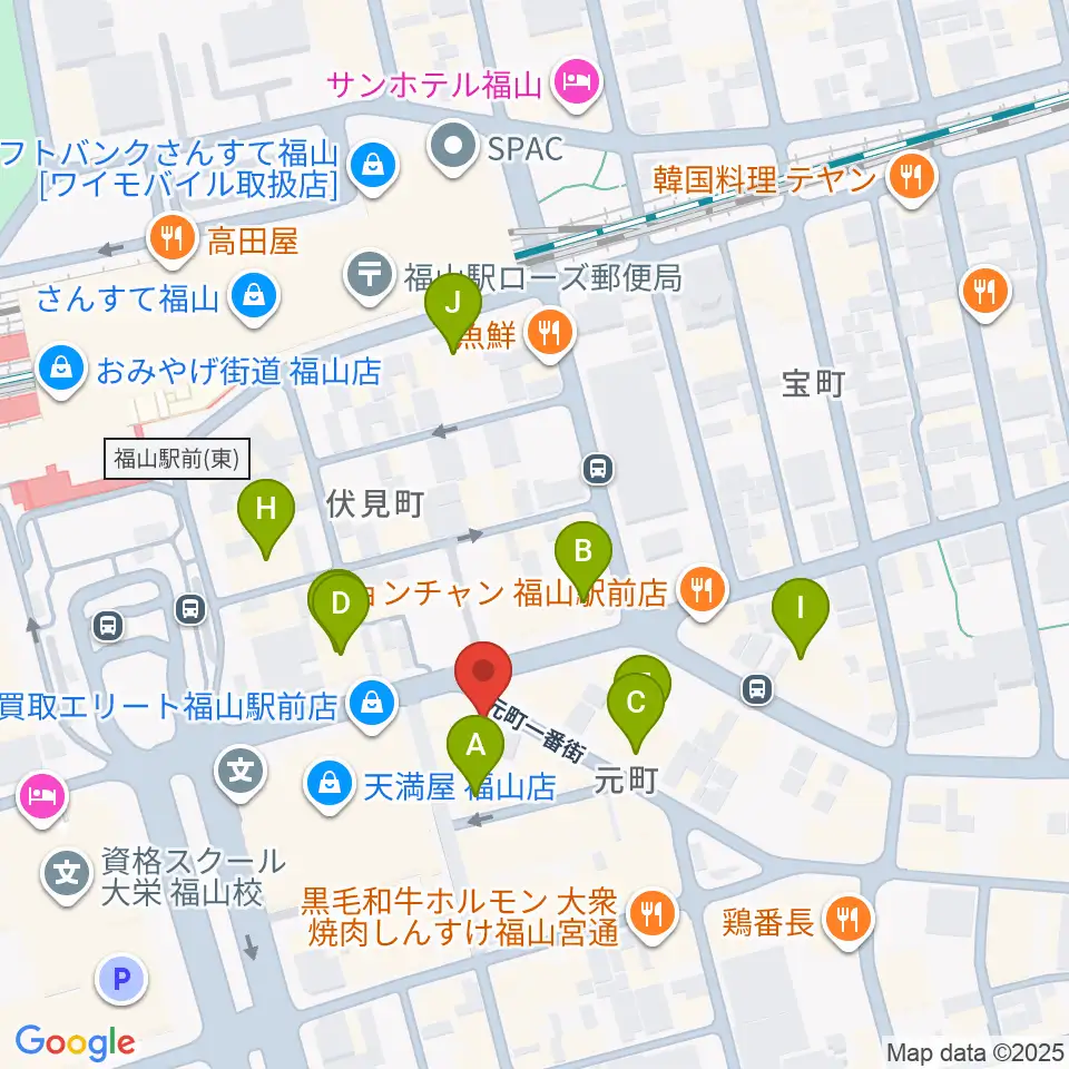 カワイ福山ショップ周辺のホテル一覧地図