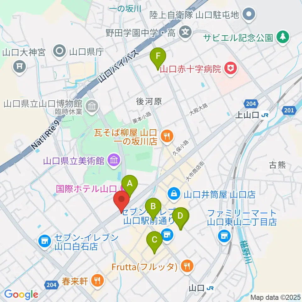 カワイ山口ショップ周辺のホテル一覧地図