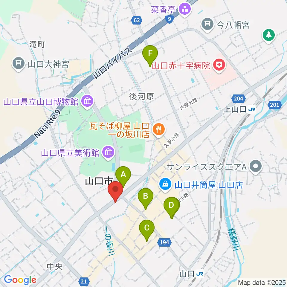 カワイ山口ショップ周辺のホテル一覧地図