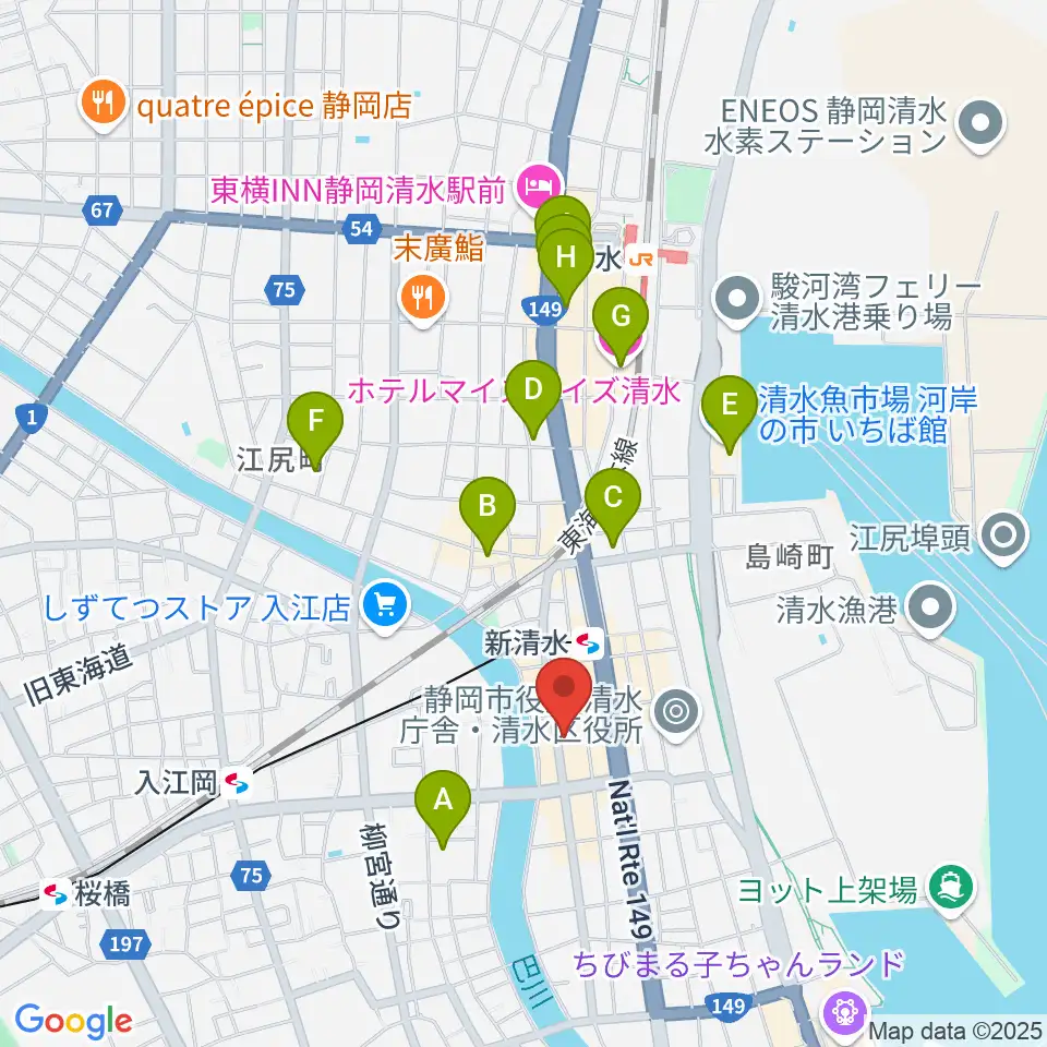 もちづき楽器 清水巴町本店周辺のホテル一覧地図