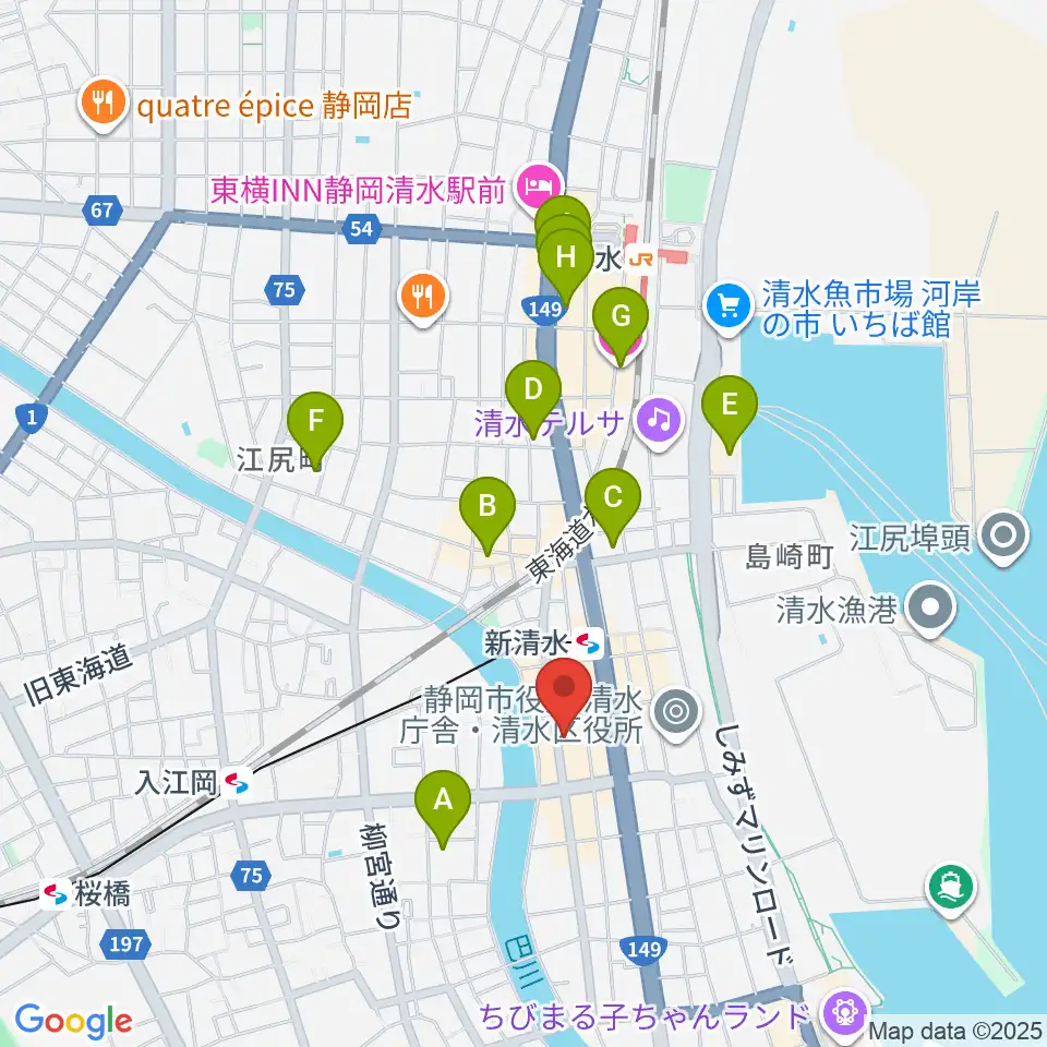 もちづき楽器 清水巴町本店周辺のホテル一覧地図