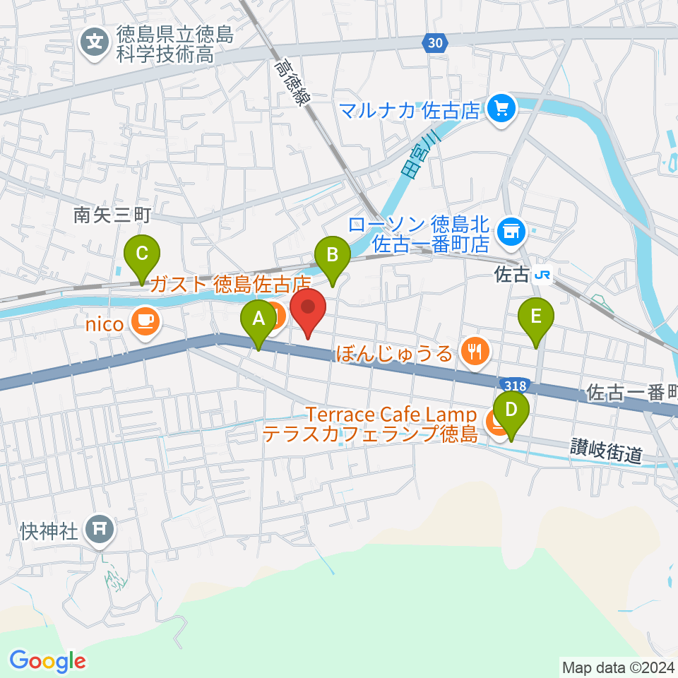 カワイ徳島ショップ周辺のホテル一覧地図