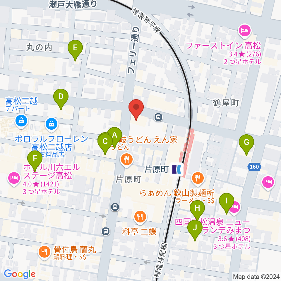 カワイ高松ショップ周辺のホテル一覧地図