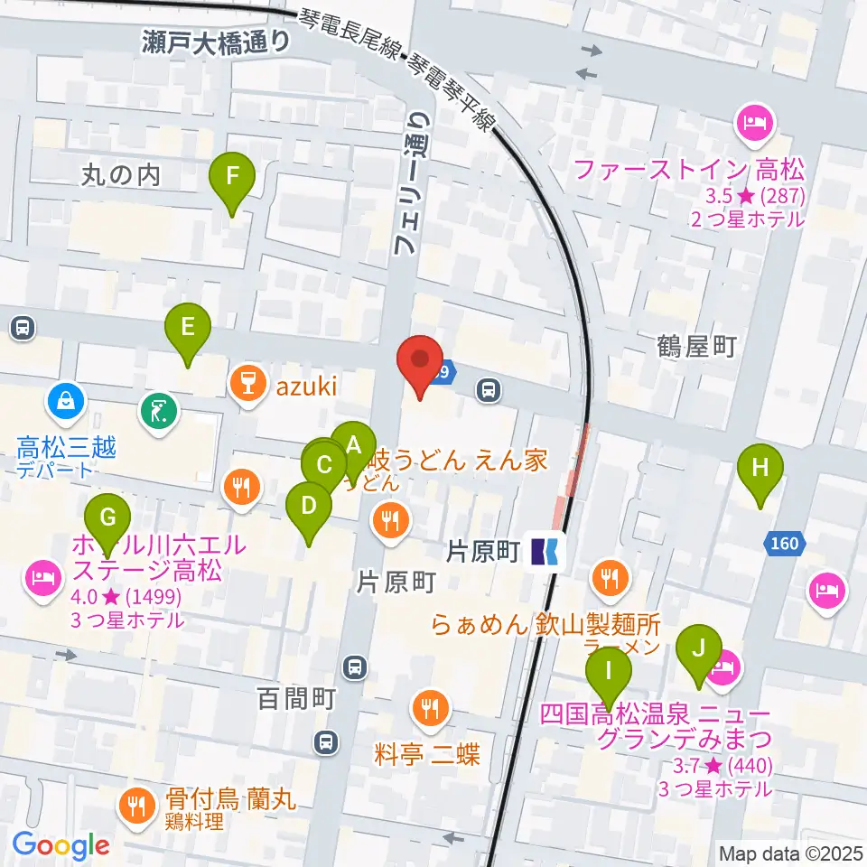 カワイ高松ショップ周辺のホテル一覧地図