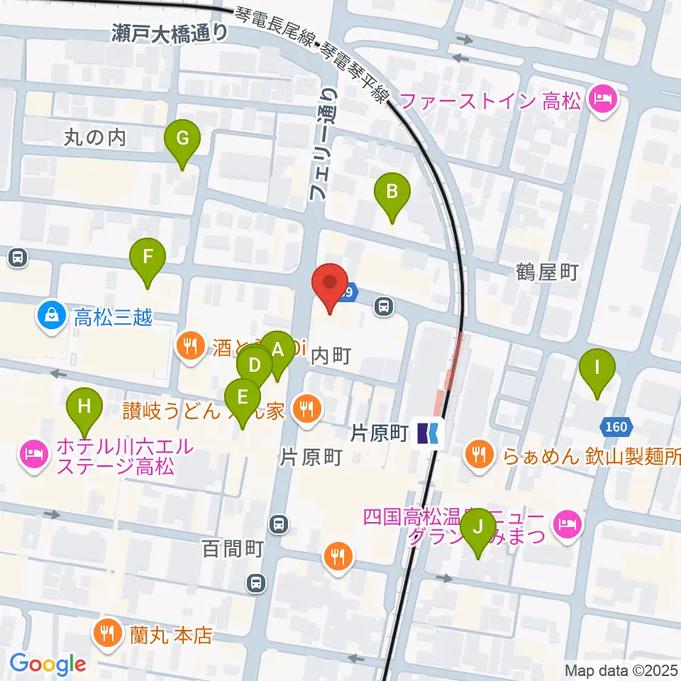 カワイ高松ショップ周辺のホテル一覧地図