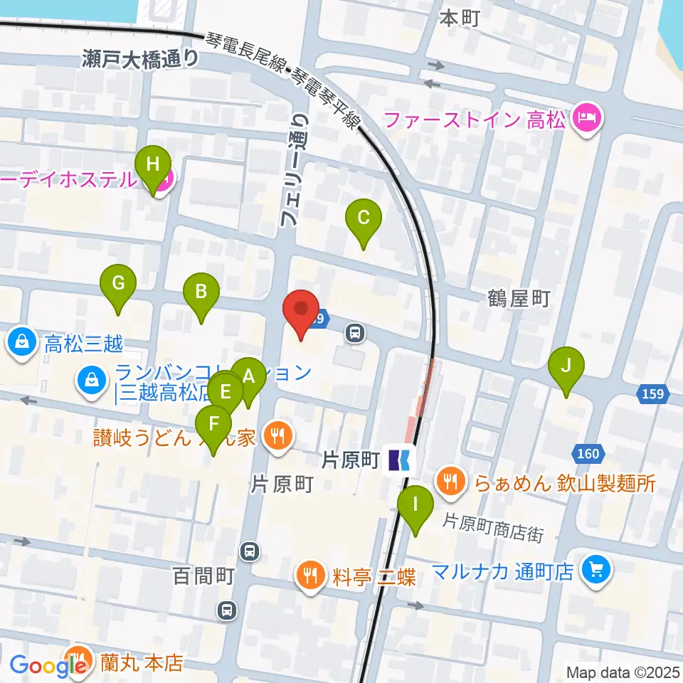 カワイ高松ショップ周辺のホテル一覧地図