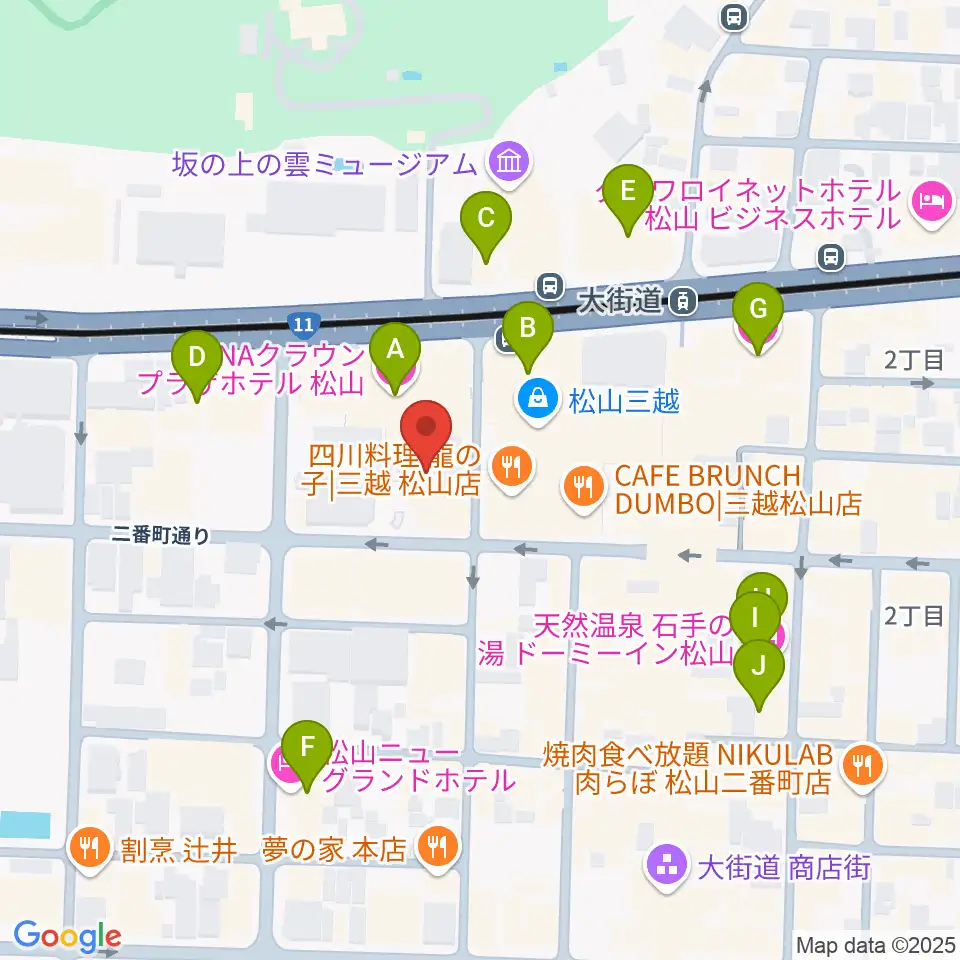 カワイ松山ショップ周辺のホテル一覧地図