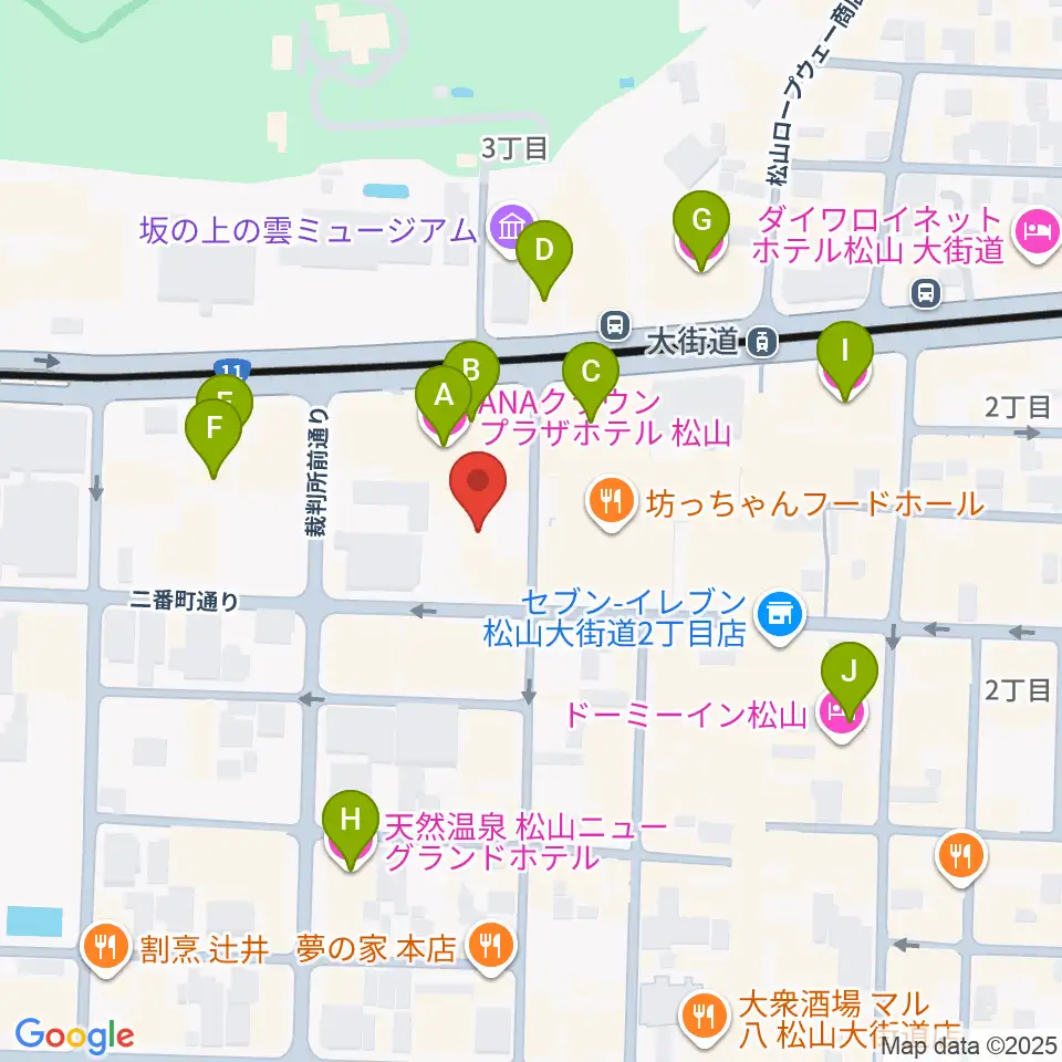カワイ松山ショップ周辺のホテル一覧地図