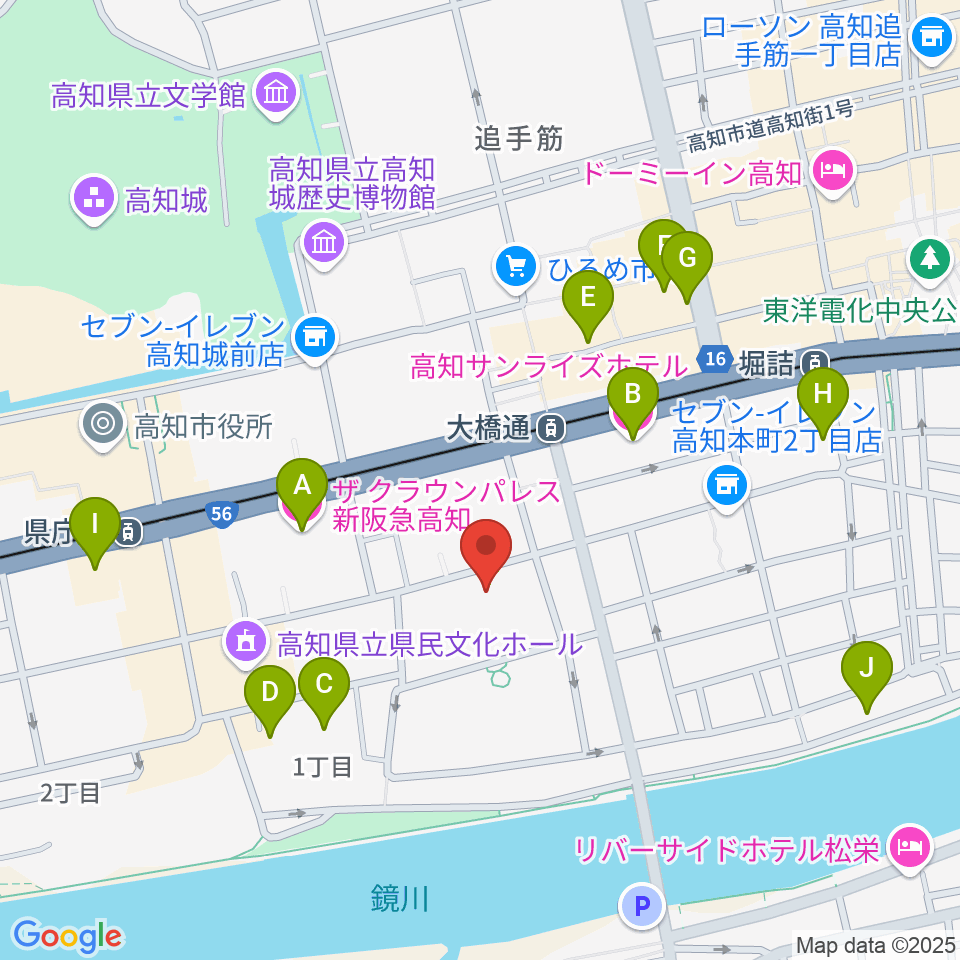 カワイ高知ショップ周辺のホテル一覧地図